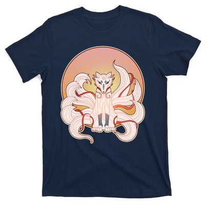 Japanese Nine Tails Kitsune Fox Emblem Pattern T-Shirt