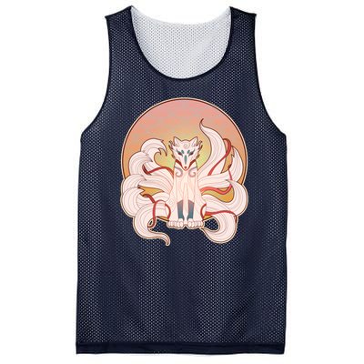 Japanese Nine Tails Kitsune Fox Emblem Pattern Mesh Reversible Basketball Jersey Tank