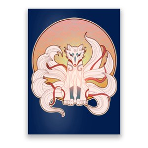 Japanese Nine Tails Kitsune Fox Emblem Pattern Poster