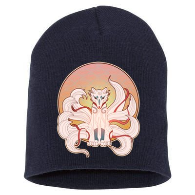 Japanese Nine Tails Kitsune Fox Emblem Pattern Short Acrylic Beanie