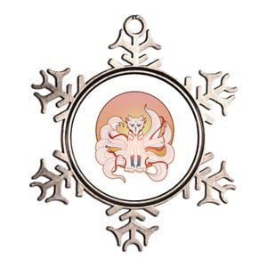 Japanese Nine Tails Kitsune Fox Emblem Pattern Metallic Star Ornament