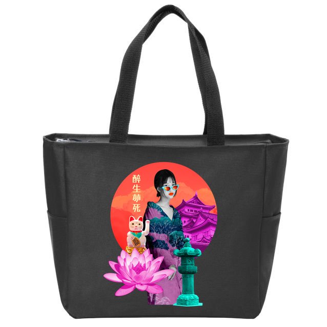 Japanese Photo Temple Zip Tote Bag