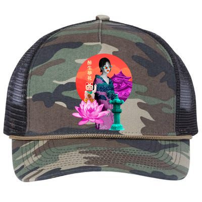 Japanese Photo Temple Retro Rope Trucker Hat Cap