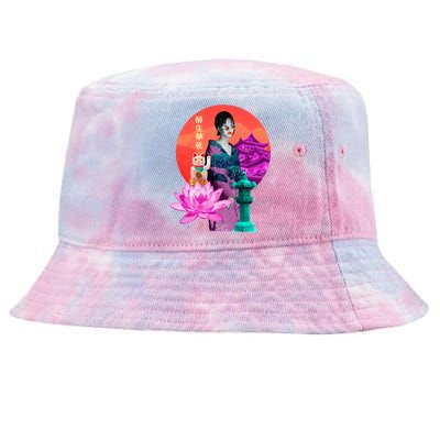 Japanese Photo Temple Tie-Dyed Bucket Hat