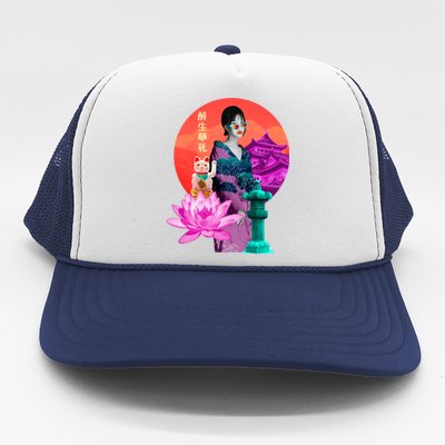 Japanese Photo Temple Trucker Hat