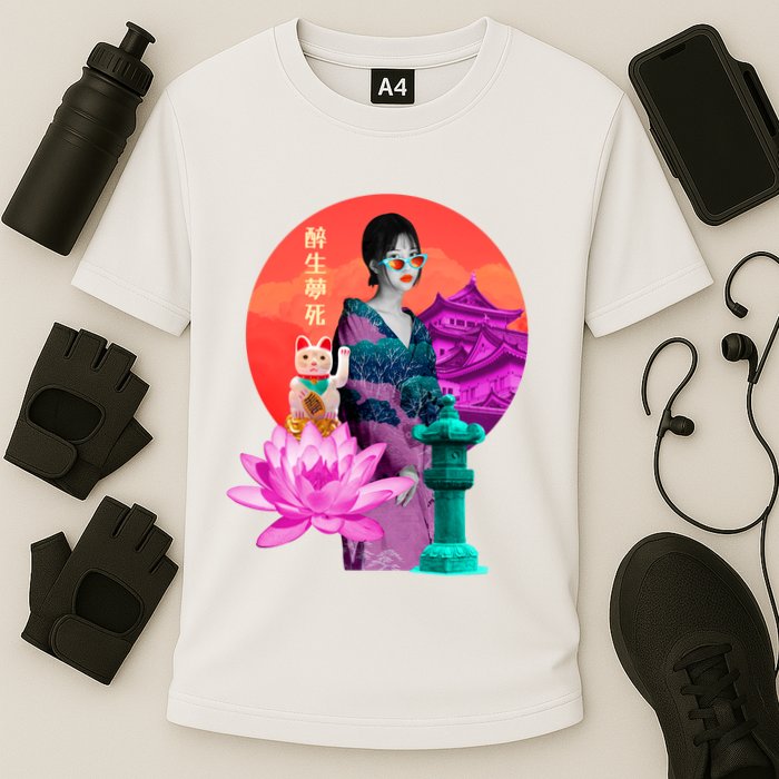 Japanese Photo Temple Cooling Performance Crew T-Shirt