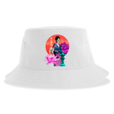 Japanese Photo Temple Sustainable Bucket Hat