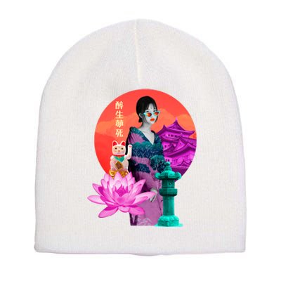 Japanese Photo Temple Short Acrylic Beanie