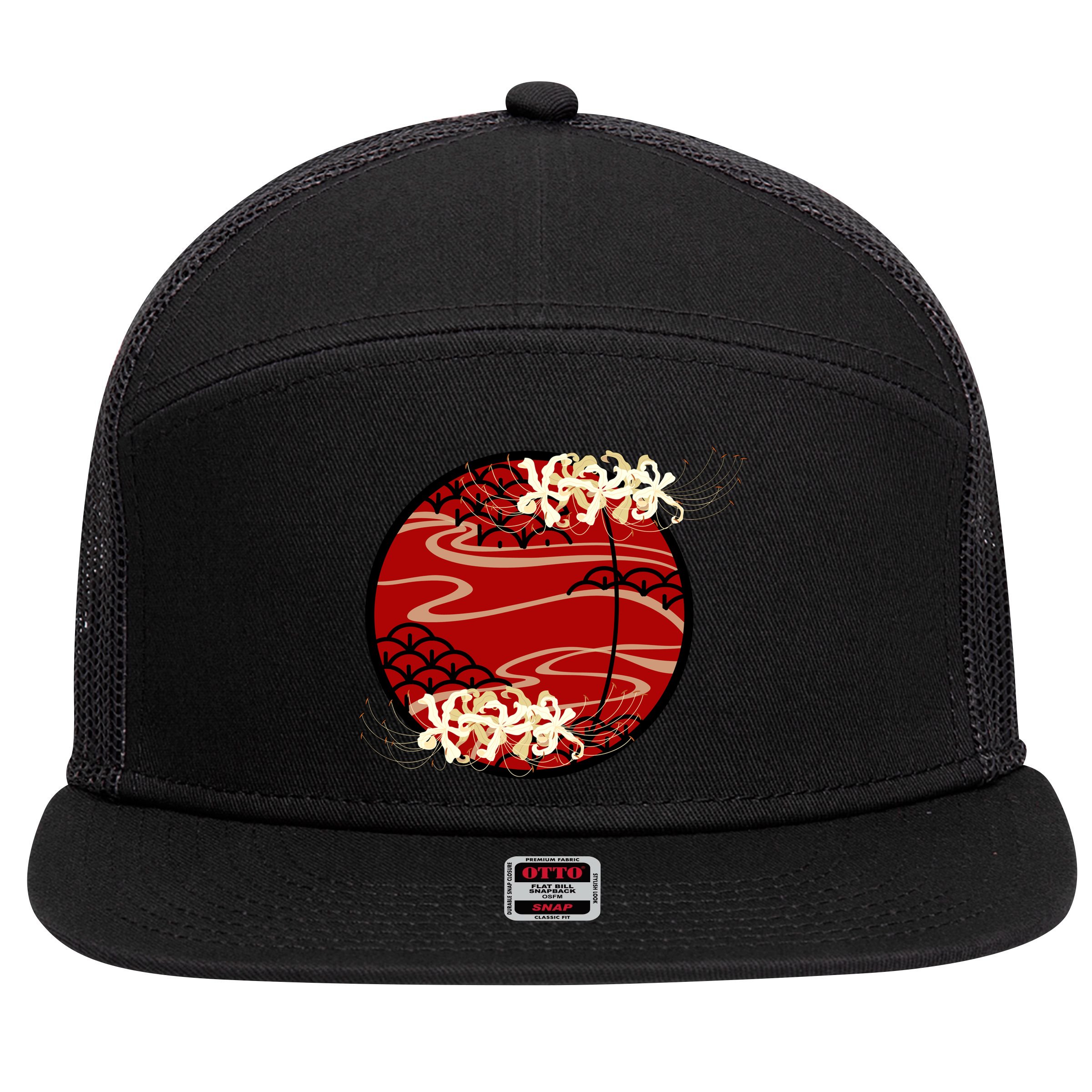 Japanese Spider Lily 7 Panel Mesh Trucker Snapback Hat