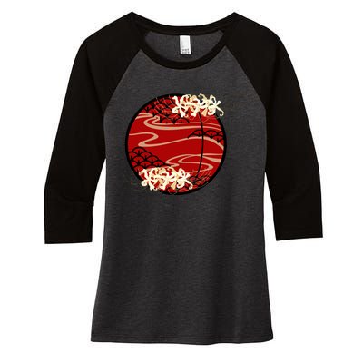 Japanese Spider Lily Women's Tri-Blend 3/4-Sleeve Raglan Shirt