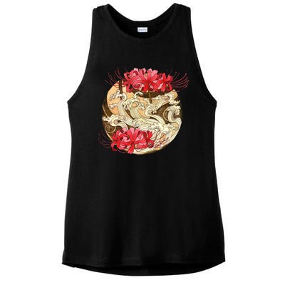 Japanese Spider Lily Watercolor Ladies PosiCharge Tri-Blend Wicking Tank