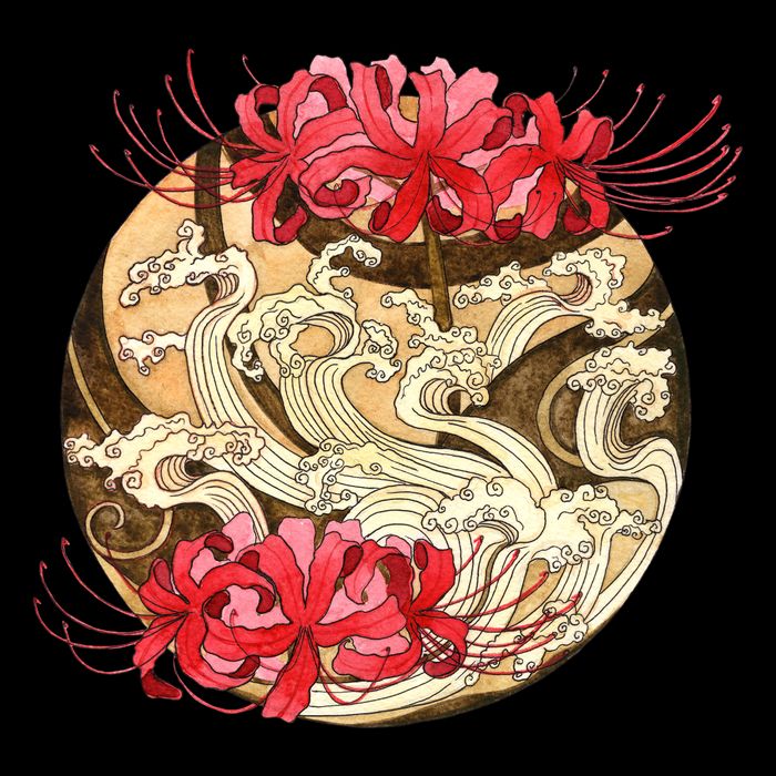 Japanese Spider Lily Watercolor Flatbill Hat