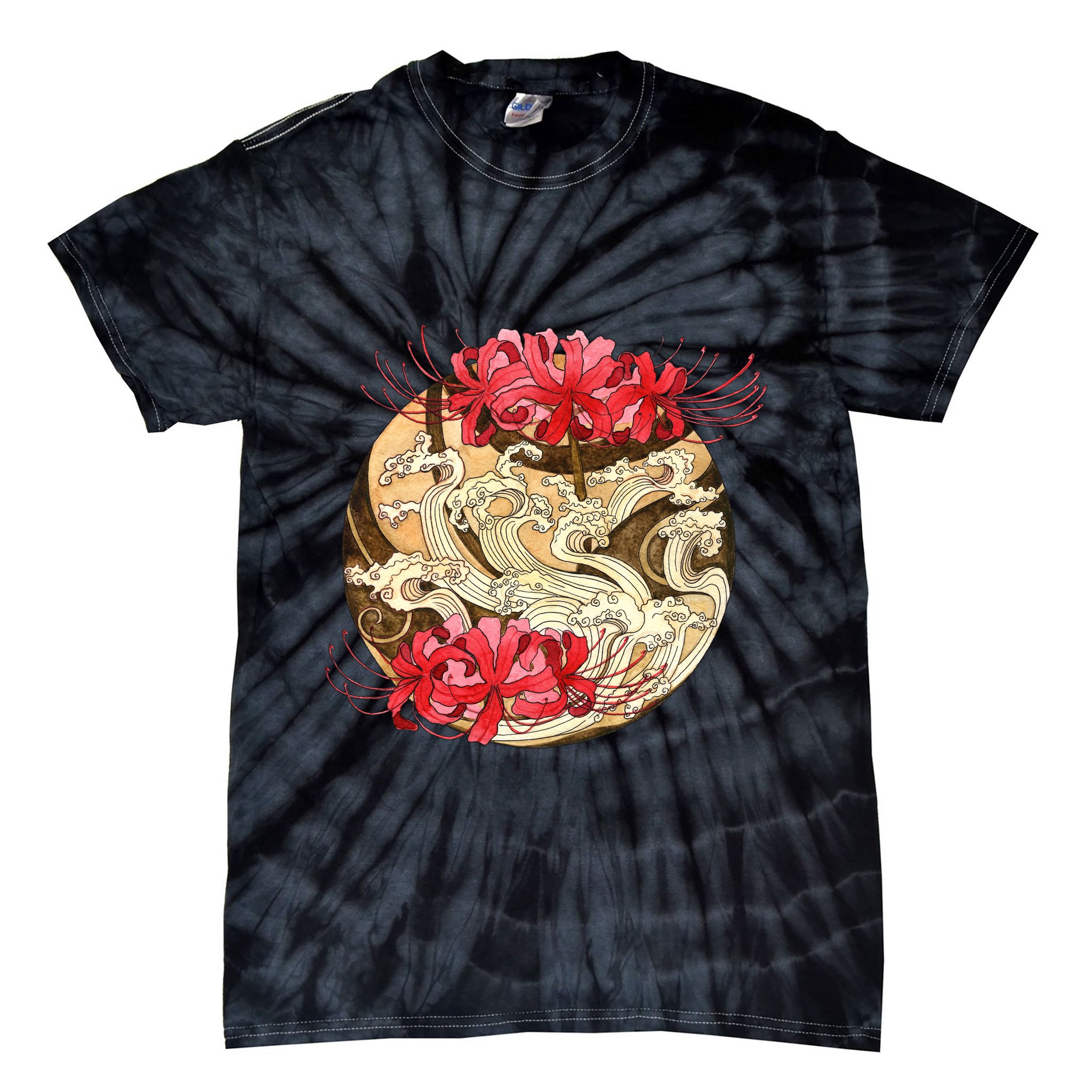 Japanese Spider Lily Watercolor Tie-Dye T-Shirt