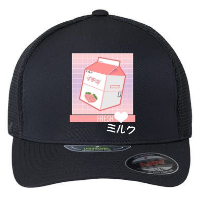 Japanese Vaporwave Strawberry Milk Box Flexfit Unipanel Trucker Cap