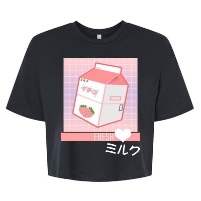 Japanese Vaporwave Strawberry Milk Box Bella+Canvas Jersey Crop Tee