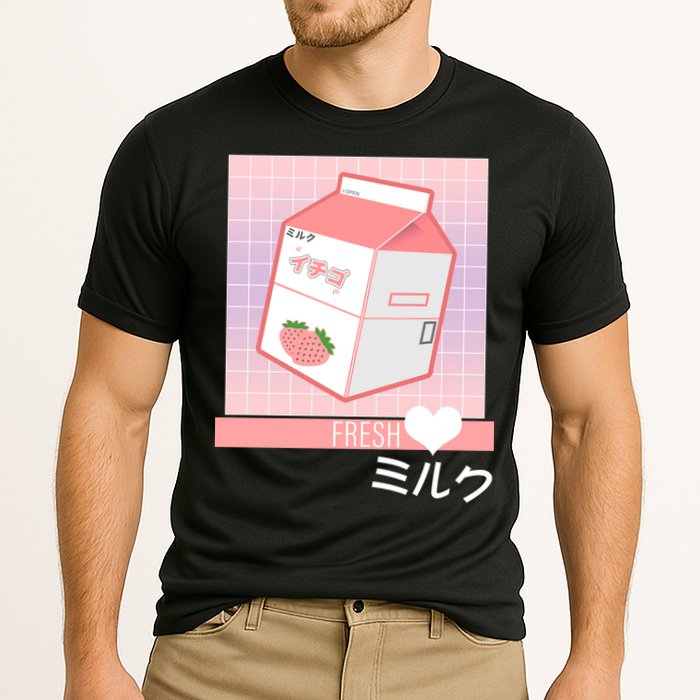 Japanese Vaporwave Strawberry Milk Box Cooling Performance Crew T-Shirt