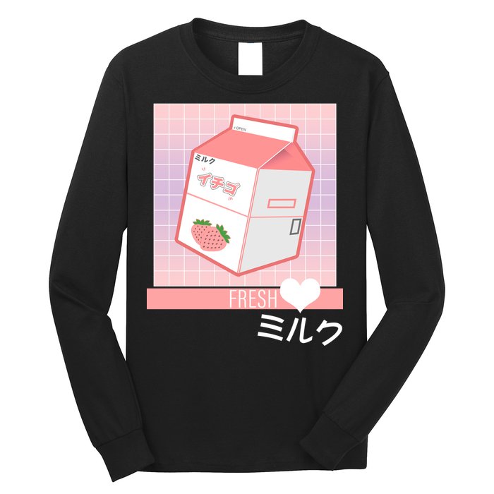 Japanese Vaporwave Strawberry Milk Box Long Sleeve Shirt