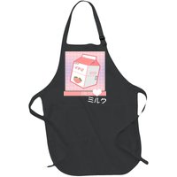 Japanese Vaporwave Strawberry Milk Box Full-Length Apron With Pockets