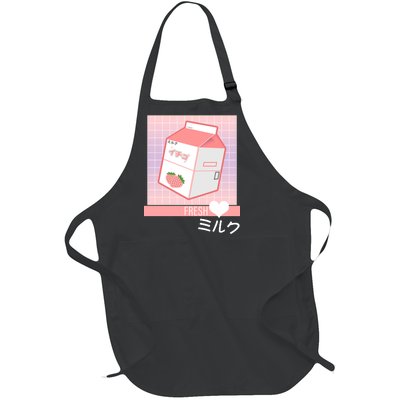 Japanese Vaporwave Strawberry Milk Box Full-Length Apron With Pockets