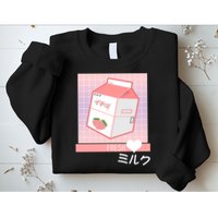 Japanese Vaporwave Strawberry Milk Box Sweatshirt