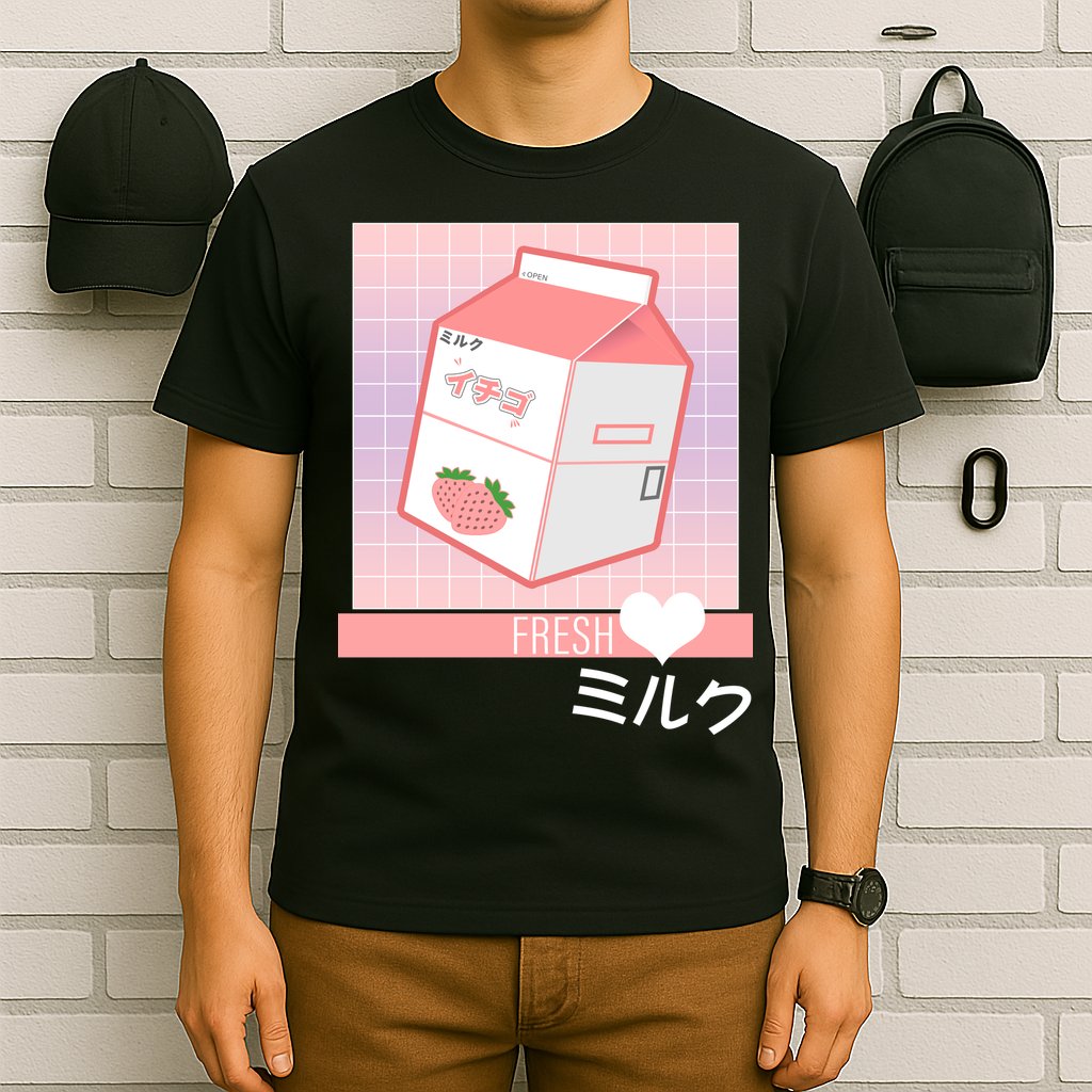 Japanese Vaporwave Strawberry Milk Box T-Shirt