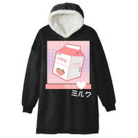 Japanese Vaporwave Strawberry Milk Box Hooded Wearable Blanket