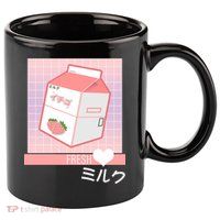 Japanese Vaporwave Strawberry Milk Box 11oz C Handle Ceramic Mug