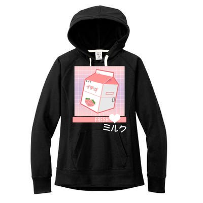 Japanese Vaporwave Strawberry Milk Box Women's Fleece Hoodie