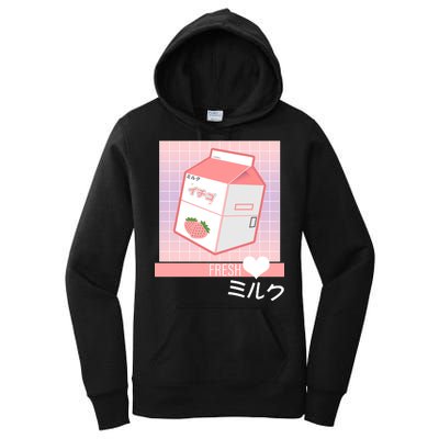 Japanese Vaporwave Strawberry Milk Box Women's Pullover Hoodie