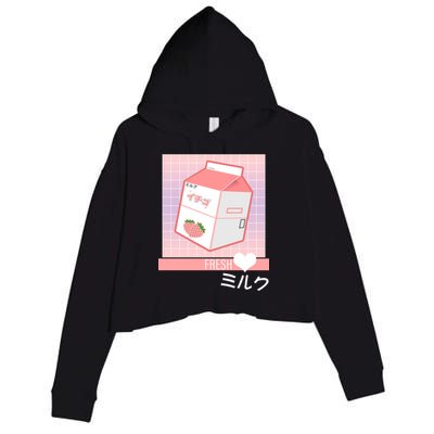 Japanese Vaporwave Strawberry Milk Box Crop Fleece Hoodie