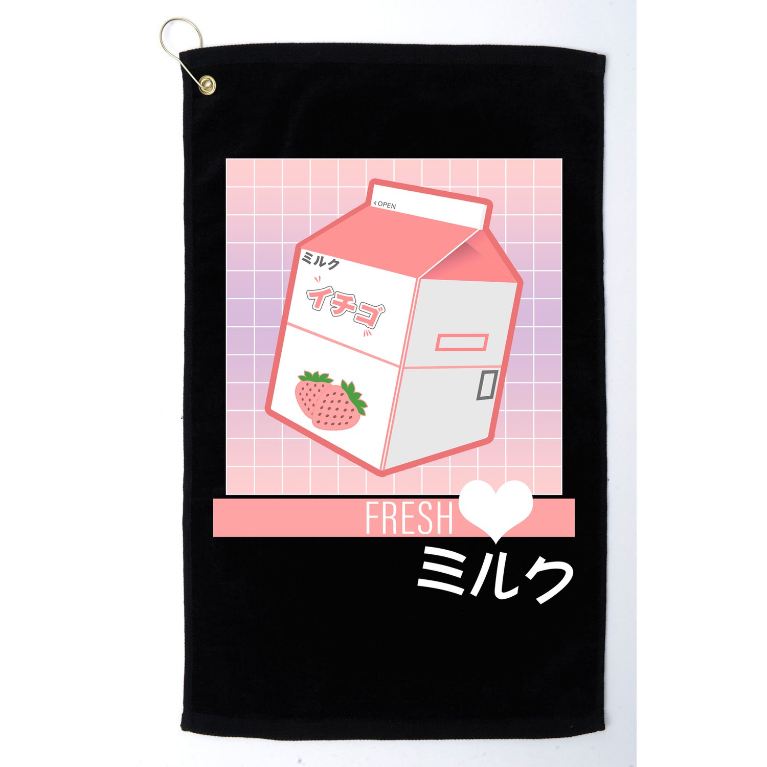 Japanese Vaporwave Strawberry Milk Box Golf Towel