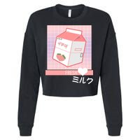 Japanese Vaporwave Strawberry Milk Box Cropped Pullover Crew