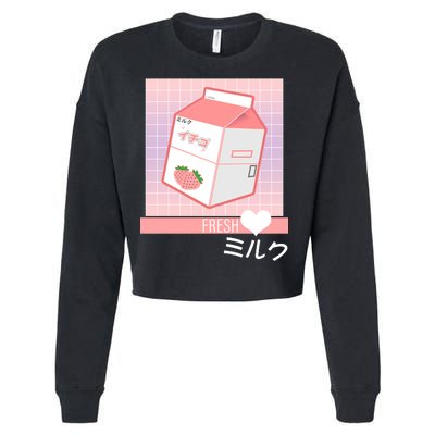 Japanese Vaporwave Strawberry Milk Box Cropped Pullover Crew