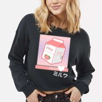 Japanese Vaporwave Strawberry Milk Box Cropped Pullover Crew