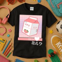 Japanese Vaporwave Strawberry Milk Box Kids T-Shirt