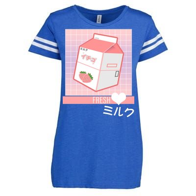 Japanese Vaporwave Strawberry Milk Box Enza Ladies Jersey Football T-Shirt