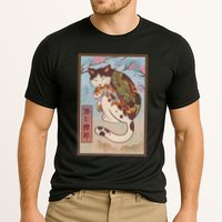 Japanese Woodblock Painting Tattooed Cat with Koi Cooling Performance Crew T-Shirt