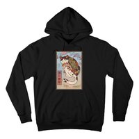 Japanese Woodblock Painting Tattooed Cat with Koi Hoodie