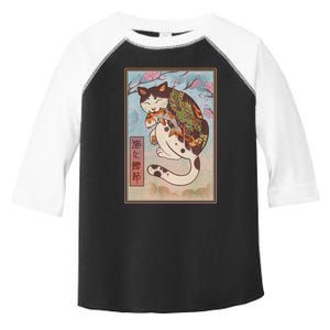 Japanese Woodblock Painting Tattooed Cat with Koi Toddler Fine Jersey T-Shirt