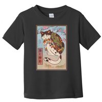 Japanese Woodblock Painting Tattooed Cat with Koi Toddler T-Shirt