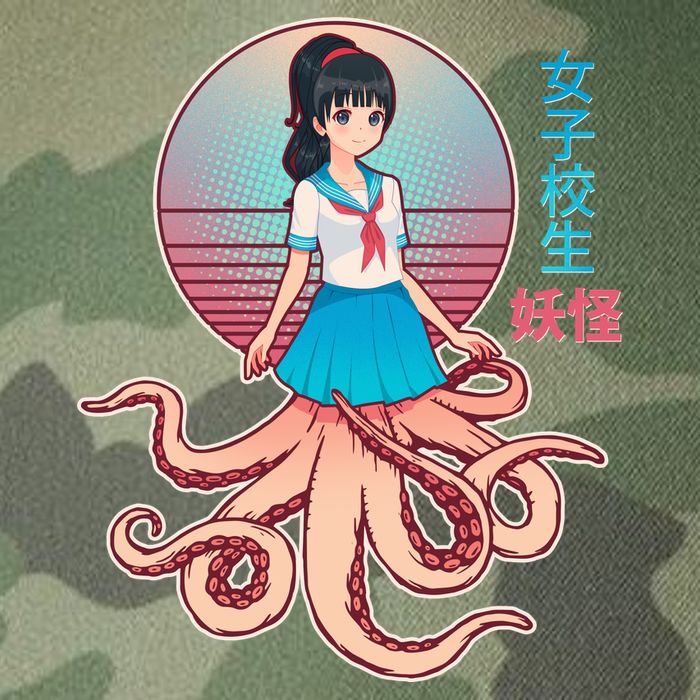Japanese Yokai Monster Octopus School Girl Legacy Tie Dye Trucker Hat