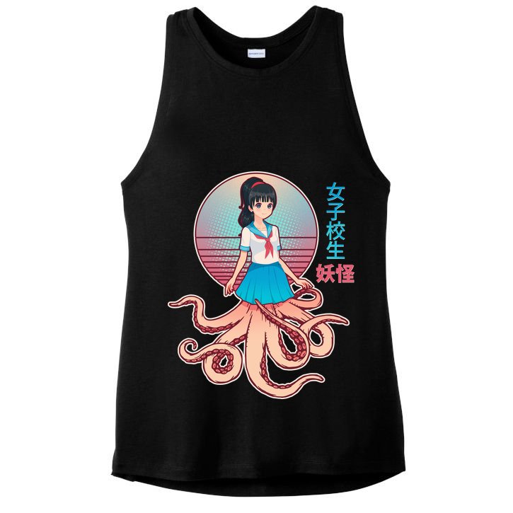 Japanese Yokai Monster Octopus School Girl Ladies PosiCharge Tri-Blend Wicking Tank