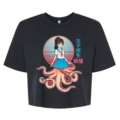 Japanese Yokai Monster Octopus School Girl Bella+Canvas Jersey Crop Tee