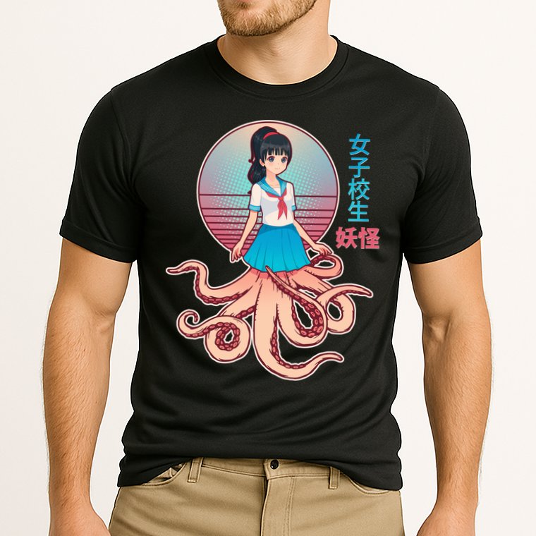 Japanese Yokai Monster Octopus School Girl Performance Shirt