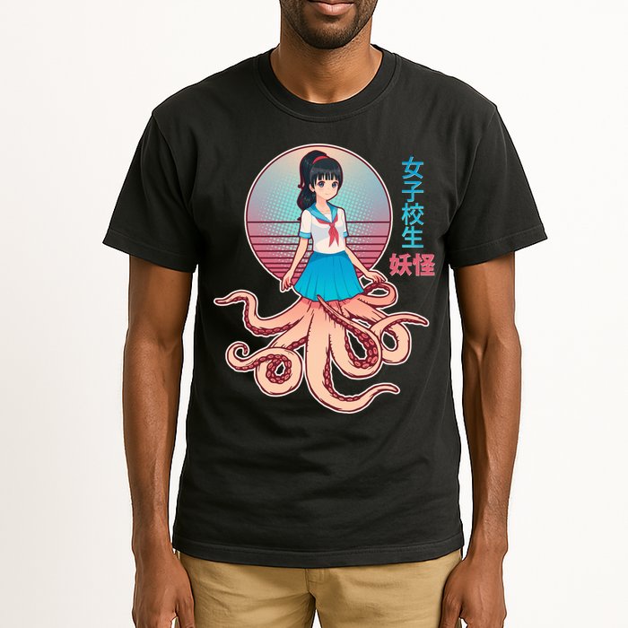 Japanese Yokai Monster Octopus School Girl Tall T-Shirt