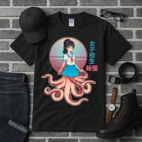 Japanese Yokai Monster Octopus School Girl Tall T-Shirt