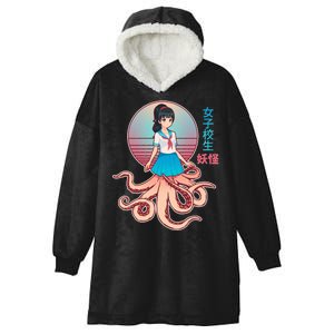 Japanese Yokai Monster Octopus School Girl Hooded Wearable Blanket