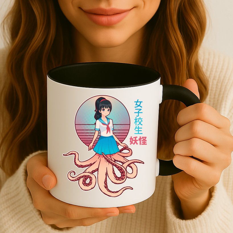 Japanese Yokai Monster Octopus School Girl Mug