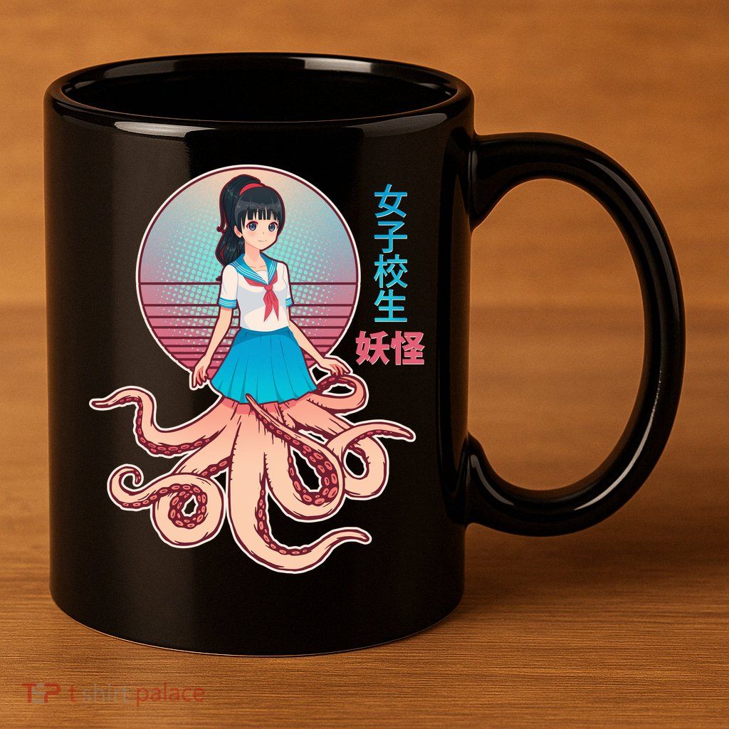 Japanese Yokai Monster Octopus School Girl 11oz C Handle Ceramic Mug