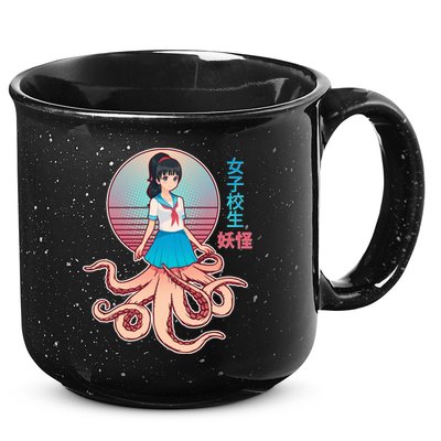 Japanese Yokai Monster Octopus School Girl 15oz Campfire Ceramic Mug